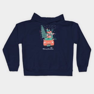 Christmas tree and gifts in a car ho ho ho! - Happy Christmas and a happy new year! - Available in stickers, clothing, etc Kids Hoodie